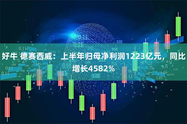 好牛 德赛西威:上半年归母净利润1223亿元,同比增长4582%
