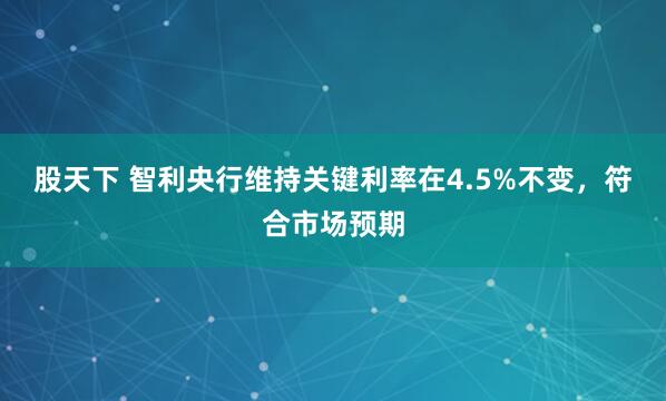 股天下 智利央行维持关键利率在4.5%不变，符合市场预期